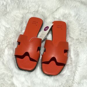 A New Day Women’s Orange Slide Sandals Flat Open Toe Size 5.5 New